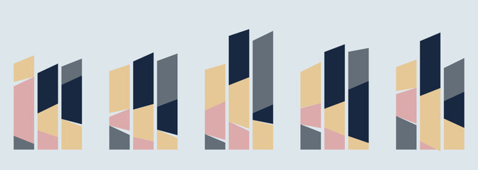 Fototapeta premium Abstract bar chart visualization with five repeating column patterns