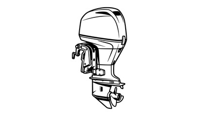 Fototapeta premium Black and white outboard boat motor engine isolated marine propulsion vector
