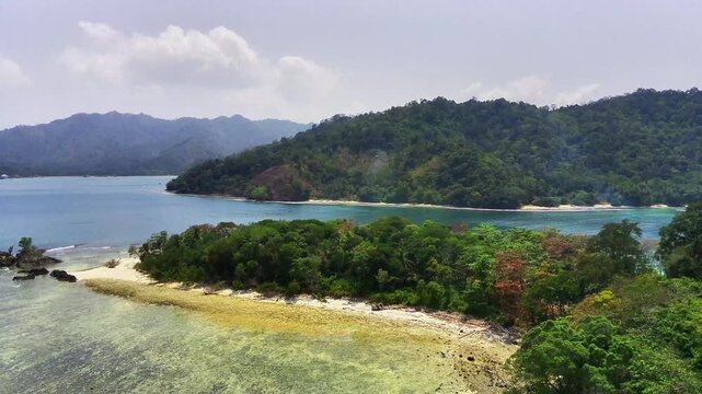 Pristine Tropical Island and Ocean Landscape from Above