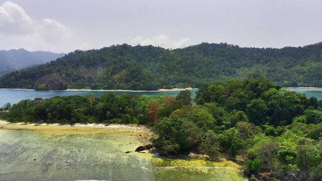 Drone Footage of Tropical Island and Coastal Landscape