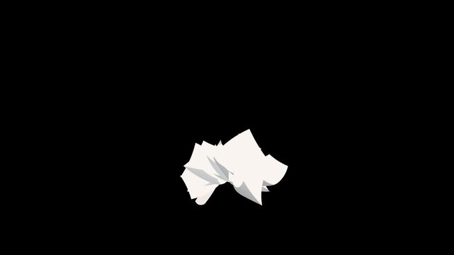 White paper sheets open from a compact center stack into a wide fan shape and close again, creating a clean document reveal animation ideal for office, business, presentation, and workflow visuals.