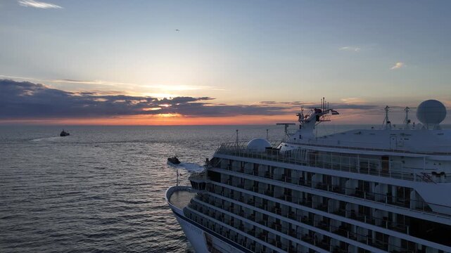 Close view of cruise ship bow and bridge area