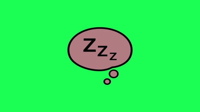 Cartoon sleep bubble with zzz letters on bright green background