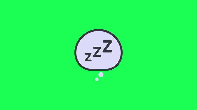 Sleeping thought bubble icon on a vibrant green screen background