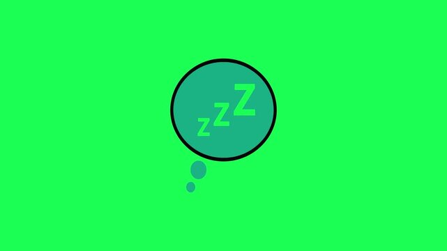 Cartoon sleep bubble with zzz letters on bright green background