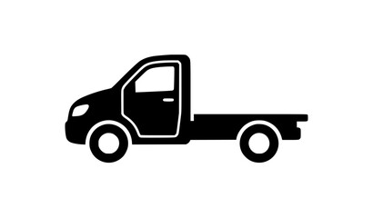 Fototapeta premium Flatbed pickup truck silhouette vector icon for cargo delivery and transport