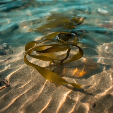 Seaweed Floating in Clear Shallow Water