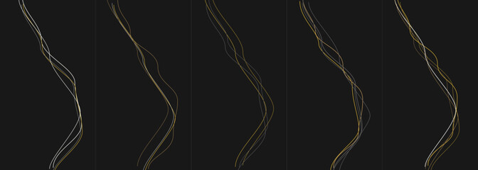 Naklejka premium Abstract flowing lines forming wavy patterns on a dark charcoal background