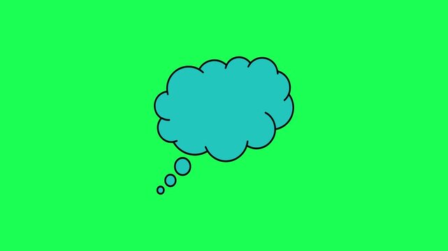Simple illustration of a blue thought bubble on a green background