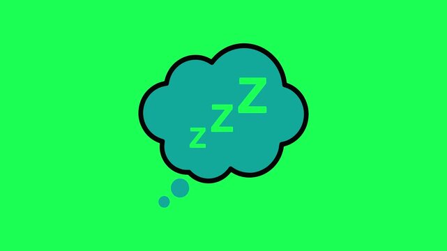 Dreaming sleep cloud illustration with zs on bright green background