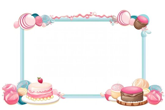 Birthday cake border frame dessert party food.