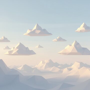 Floating Mountains in a Dreamlike Abstract Landscape