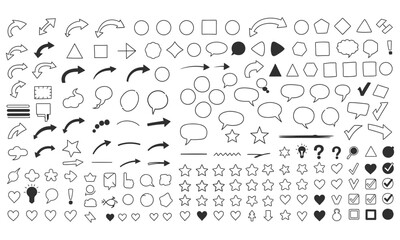 Obraz premium Collection of diverse hand-drawn icons and symbols