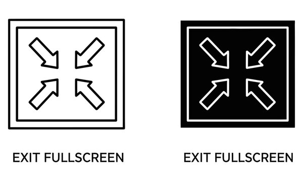 Minimalist exit fullscreen interface icon with arrows