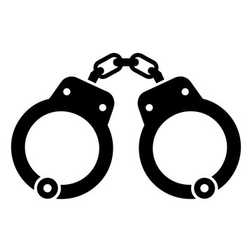 Black silhouette of handcuffs icon for police and justice concept on transparent background