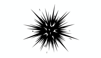 Fototapeta premium Spiky black abstract blast or flash burst graphic element isolated on a solid white background vector.