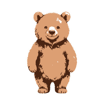 Cute brown bear standing upright vector illustration isolated on white background