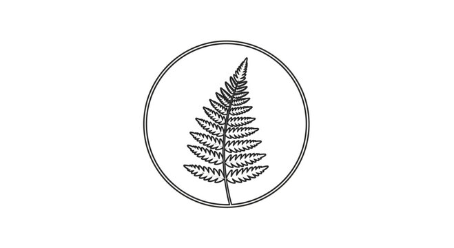 fern leaf in circle, minimalist design