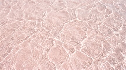 Fototapeta premium Pink water surface texture with caustic light reflections and gentle ripples background