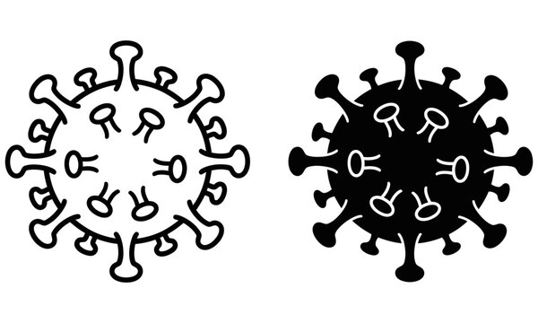Black and white coronavirus virus illustration icon