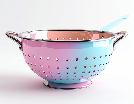 3D cartoon kitchen strainer, stylized and playful