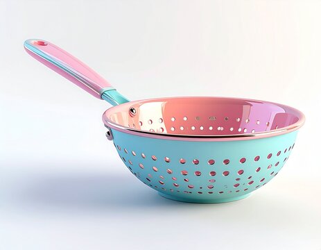 3D cartoon kitchen strainer, stylized and playful