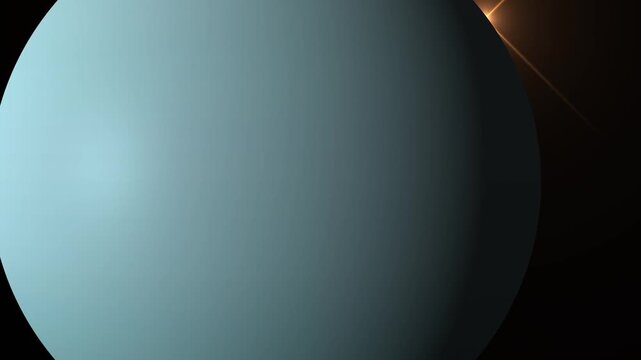 Uranus planet in deep space with sun flare light effect on dark background