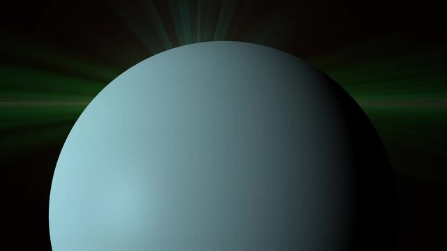 Uranus 3D render of glowing blue planet with subtle atmospheric haze and soft light rays