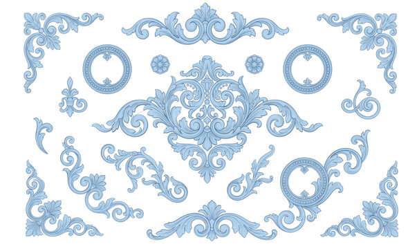 Luxury Baroque Flourish Collection with Ornamental Scrolls and Rolling Circle Vector Decorations
