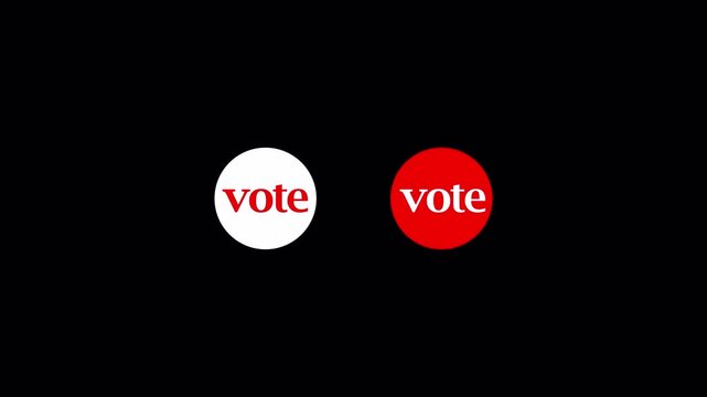Animated click vote button online voting motion graphics video footage in 4k animation with alpha channel  on transparent background 