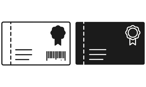 Black shipping label with gold ribbon seal icons