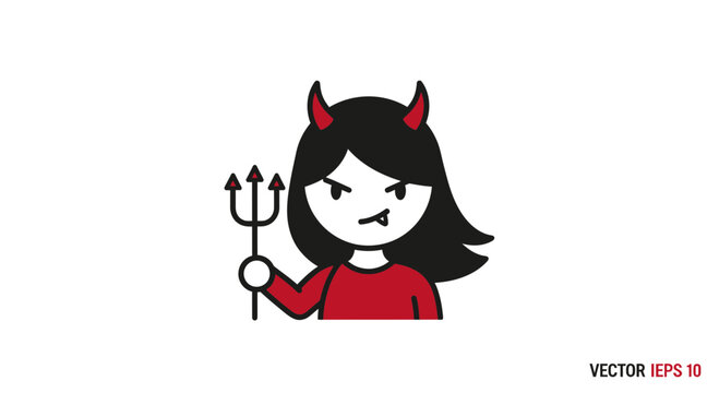 Cute devil girl cartoon character