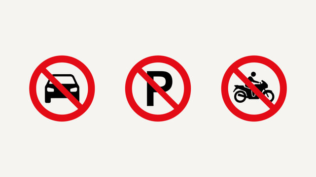 Prohibition signs depicting no cars parking and motorcycles presented as a flat vector graphic automotive cars parking restriction