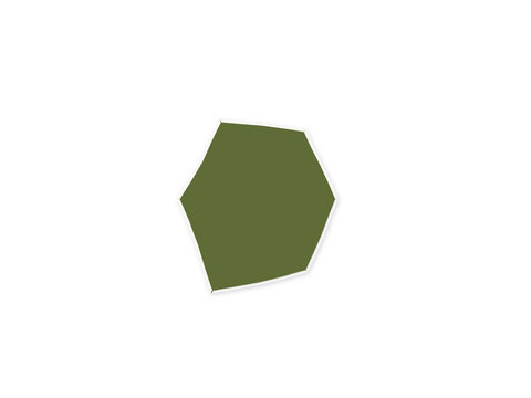 A simple flat olive green pentagon shape isolated on a clean white background
