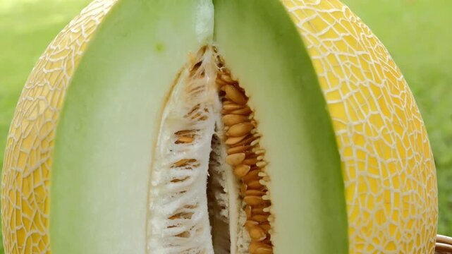 Sliced Yellow Melon in Woven Basket