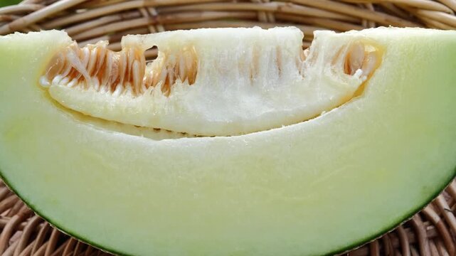 Sliced Yellow Melon in Woven Basket