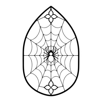 Spider Web Teardrop Halloween Stained Glass Suncatcher Pattern