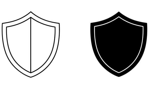 Modern shield icon in white and black vector style