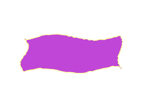 Abstract purple shape with a thin yellow border on a plain white background