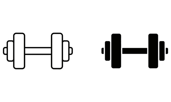 Simple dumbbell weight comparison icon set