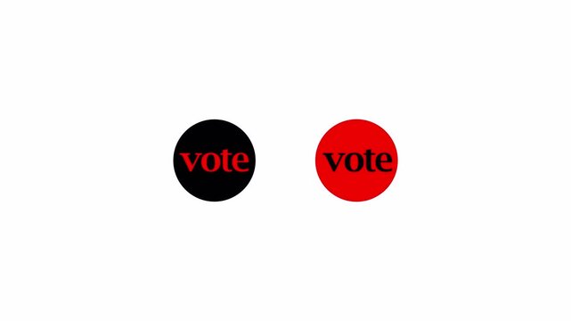 Animated click vote button online voting motion graphics video footage in 4k animation with alpha channel  on transparent background 
