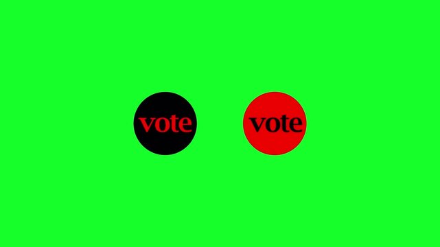Animated click vote button online voting motion graphics video footage in 4k animation with alpha channel  on transparent background 