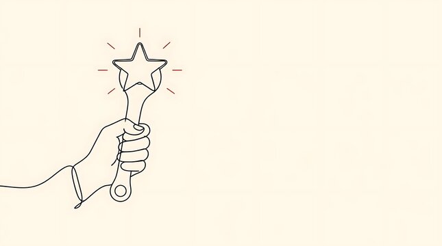 Hand holding a magic wand with sparkles and a star symbolizing creativity inspiration and magic in various artistic and entertainment applications