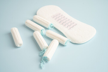 Menstruation cycle with sanitary cotton tampon for woman hygiene and protection. © amazing studio