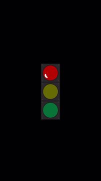 Vertical Traffic Light Changing Animation Alpha Channel for Social Media Reels 4K