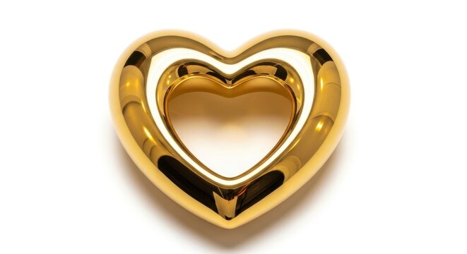Golden Heart Shape Symbol Isolated For Love Romance Wedding And Valentine Design