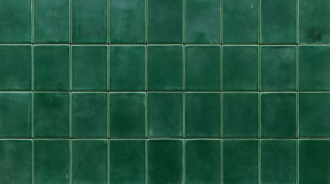 Green ceramic tile wall with geometric pattern background