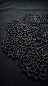 Black lace doily pattern texture for elegant vintage backdrop