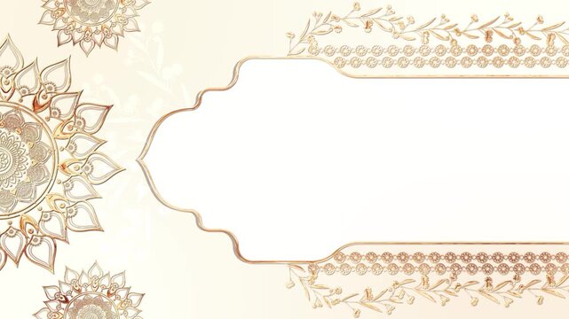 Refined ivory invitation mandala details, delicate floral decoration, spacious central text . Indian weddings, engagements, receptions, ceremony announcements, premium invitations, event backgrounds.