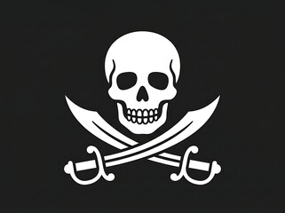 Naklejka premium Jolly Roger pirate flag with skull and crossed swords icon